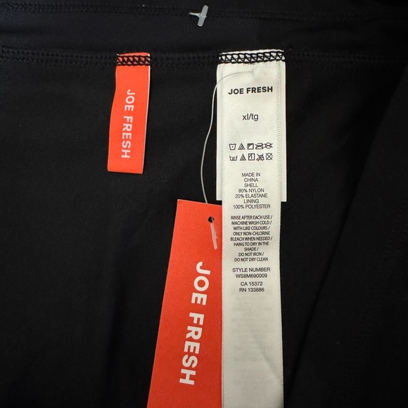 Women’s Joe Fresh NWT Black Swim Boy Short Bottoms Trunks Tie Waist Size XL - Picture 5 of 15